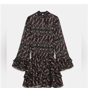 Zara Black Floral Mini Dress